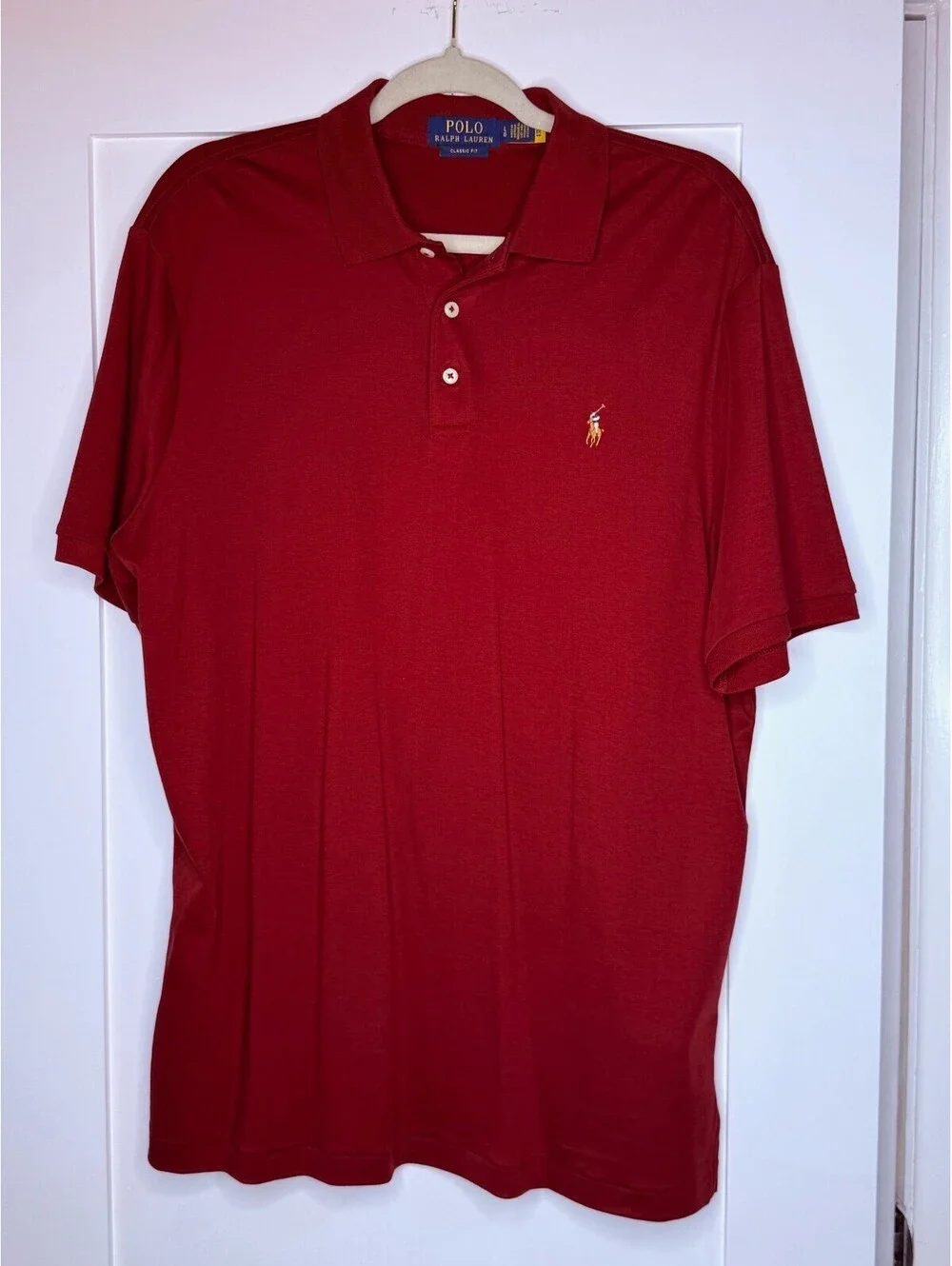Polo Ralph Lauren Classic Fit Polo Shirt Men's Large Red short Sleeve Pony Logo